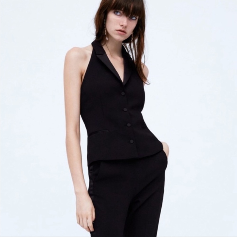 Zara halter tuxedo vest